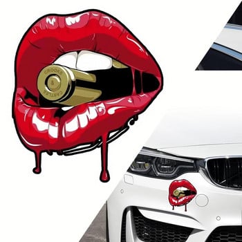 G117 17CMX15CM Personality PVC Decal Red Lips With Bullet Car Αυτοκόλλητο σε Διακοσμητικά Αξεσουάρ φορητού υπολογιστή μοτοσυκλέτας