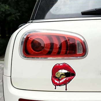 G117 17CMX15CM Personality PVC Decal Red Lips With Bullet Car Αυτοκόλλητο σε Διακοσμητικά Αξεσουάρ φορητού υπολογιστή μοτοσυκλέτας