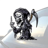 Halálkaszás középső ujjú matrica matricákkal, fekete 12*12cm-es teherautóhoz