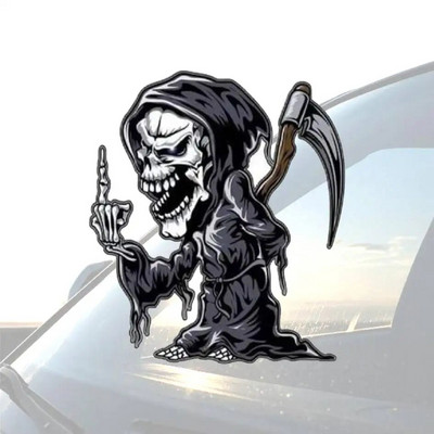 Halálkaszás középső ujjú matrica matricákkal, fekete 12*12cm-es teherautóhoz