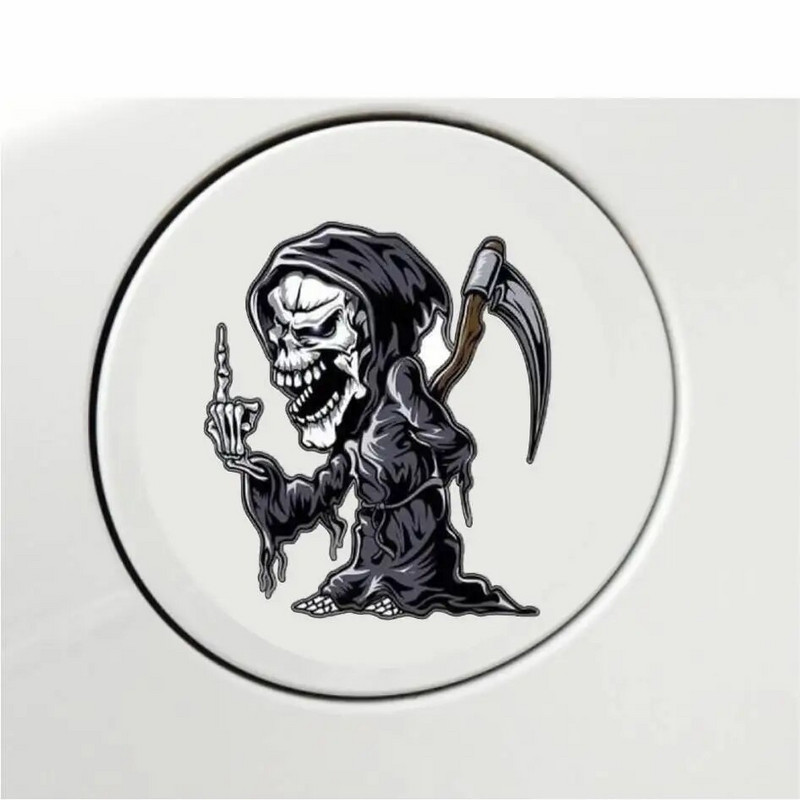 Halálkaszás középső ujjú matrica matricákkal, fekete 12*12cm-es teherautóhoz