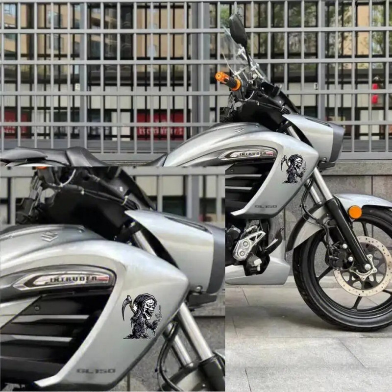 Halálkaszás középső ujjú matrica matricákkal, fekete 12*12cm-es teherautóhoz