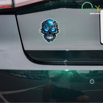 Μπλε αυτοκόλλητο αυτοκινήτου κρανίου βαρέων μετάλλων Αυτοκόλλητα βινυλίου πόρτας παραθύρου αυτοκόλλητα αδιάβροχο κράνος μοτοσικλέτας καυσίμων