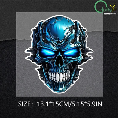 Kék nehézfém koponya autómatrica autóablak ajtó vinil matricák vízálló motorkerékpár üzemanyagtartály sisak karosszéria díszmatricák