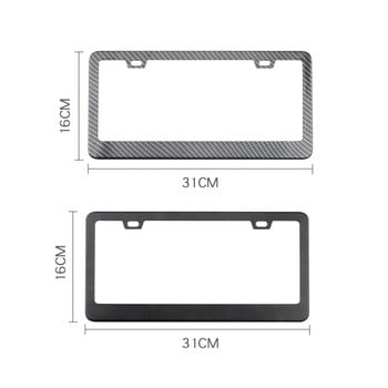 1 бр. Черна рамка за регистрационен номер от неръждаема стомана от въглеродни влакна, подходяща за стандартен държач за регистрационен номер на САЩ, 31 см * 16 см