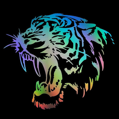 Autokleebis Metsik mõõkhammastega Tiger Vinüül veekindel jahe eemaldatav isekleepuv kleebis, 20cm