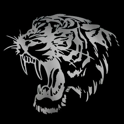 Autokleebis Metsik mõõkhammastega Tiger Vinüül veekindel jahe eemaldatav isekleepuv kleebis, 20cm