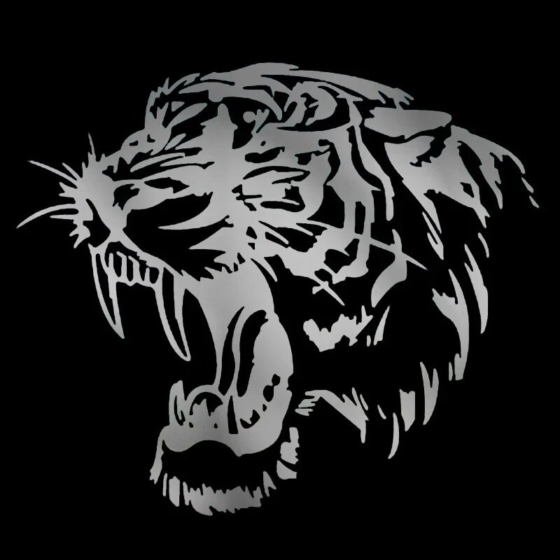 Autokleebis Metsik mõõkhammastega Tiger Vinüül veekindel jahe eemaldatav isekleepuv kleebis, 20cm