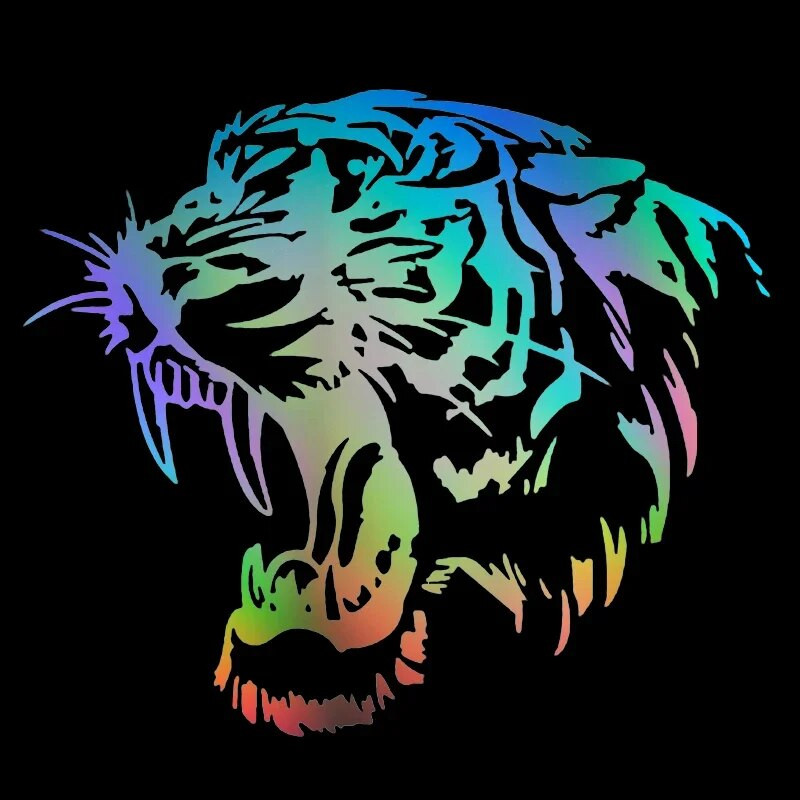 Autokleebis Metsik mõõkhammastega Tiger Vinüül veekindel jahe eemaldatav isekleepuv kleebis, 20cm