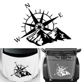 Auto kapoti kleebis Kompassi mägede kleebis suur kleebis matkaauto kaubik PVC haagissuvila seinakunst Vinüül auto välistarvikud