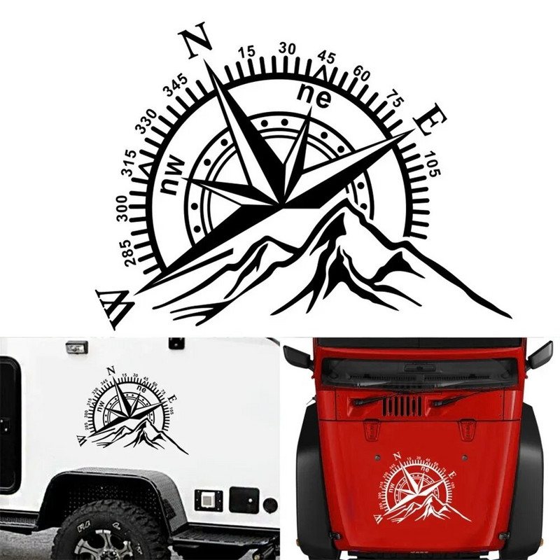 Auto kapoti kleebis Kompassi mägede kleebis suur kleebis matkaauto kaubik PVC haagissuvila seinakunst Vinüül auto välistarvikud