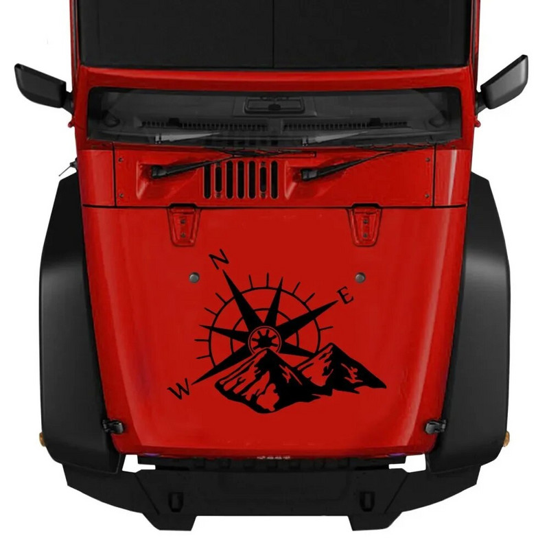 Auto kapoti kleebis Kompassi mägede kleebis suur kleebis matkaauto kaubik PVC haagissuvila seinakunst Vinüül auto välistarvikud