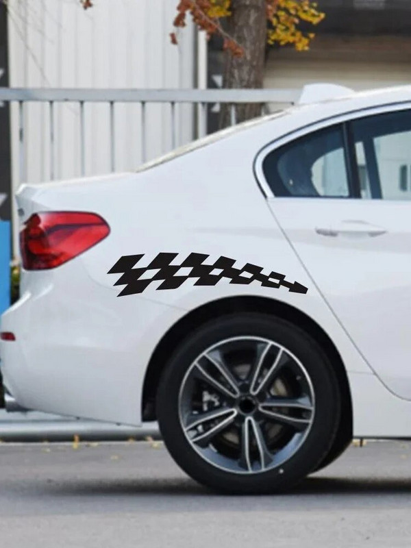 Autóverseny-matricák Járműautó-matricák Kockás kerék zászlók Reflektor biztonsági bakelit matricák, 30cm *7cm