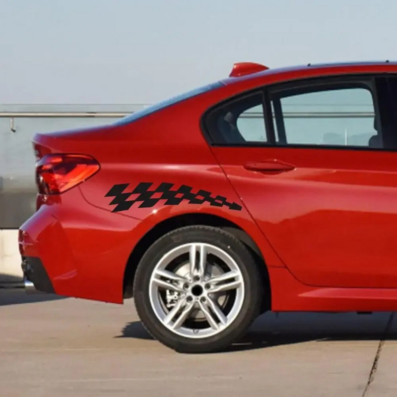 Autóverseny-matricák Járműautó-matricák Kockás kerék zászlók Reflektor biztonsági bakelit matricák, 30cm *7cm