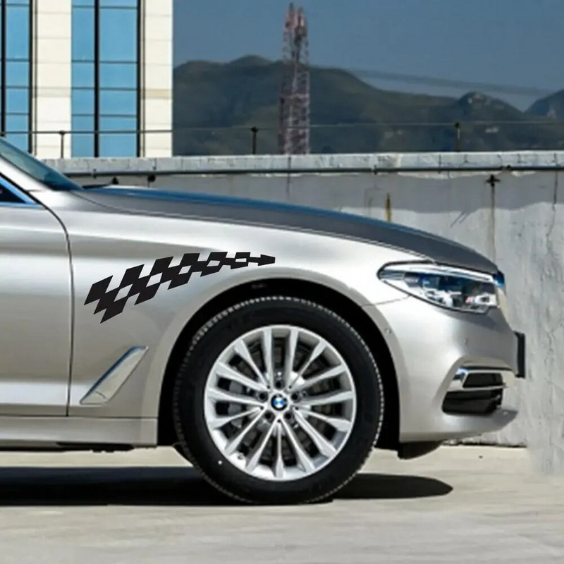 Autóverseny-matricák Járműautó-matricák Kockás kerék zászlók Reflektor biztonsági bakelit matricák, 30cm *7cm