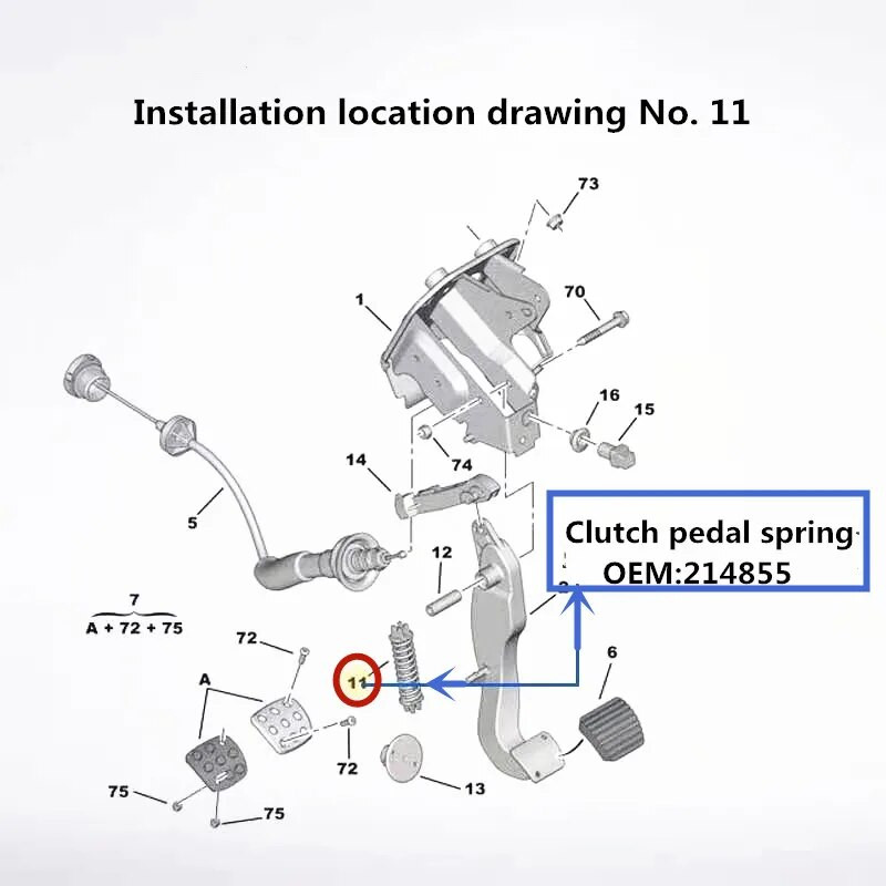 Alkalmas a Citroen C2 Peugeot 206CC 207 307 406 607 Kuplungpedál-visszatérítő rugóhoz 214855 tengelykapcsoló-segítő rugó