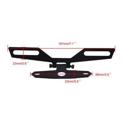 1 vnt aliuminio universalus motociklo reguliuojamo kampo valstybinio numerio laikiklio laikiklis Reguliuojamo kampo metalinis laikiklis Easy 18x5,5x2,5 cm