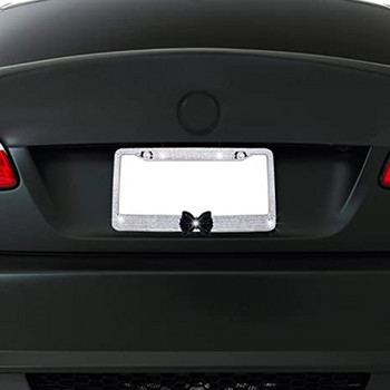 Държач за регистрационен номер Авточасти Външна облицовка на кола Защитете вашите табели Рамка от неръждаема стомана за американския модел 1 бр. с розова папийонка