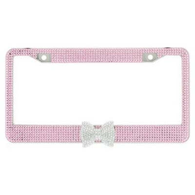 Numbrimärgi hoidik Autoosad Auto välisviimistlus Kaitske teie plaate roostevabast terasest raam USA mudelile 1 tk koos roosa kikilipsuga