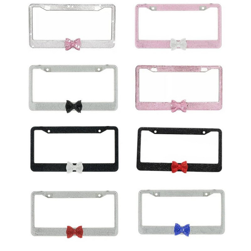 Numbrimärgi hoidik Autoosad Auto välisviimistlus Kaitske teie plaate roostevabast terasest raam USA mudelile 1 tk koos roosa kikilipsuga