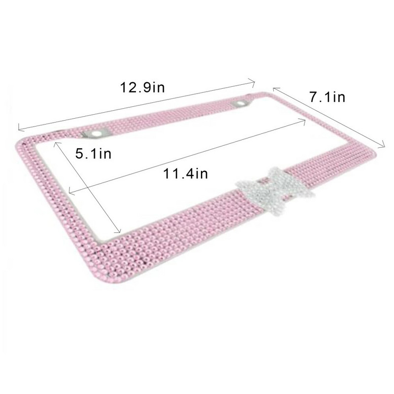 Numbrimärgi hoidik Autoosad Auto välisviimistlus Kaitske teie plaate roostevabast terasest raam USA mudelile 1 tk koos roosa kikilipsuga