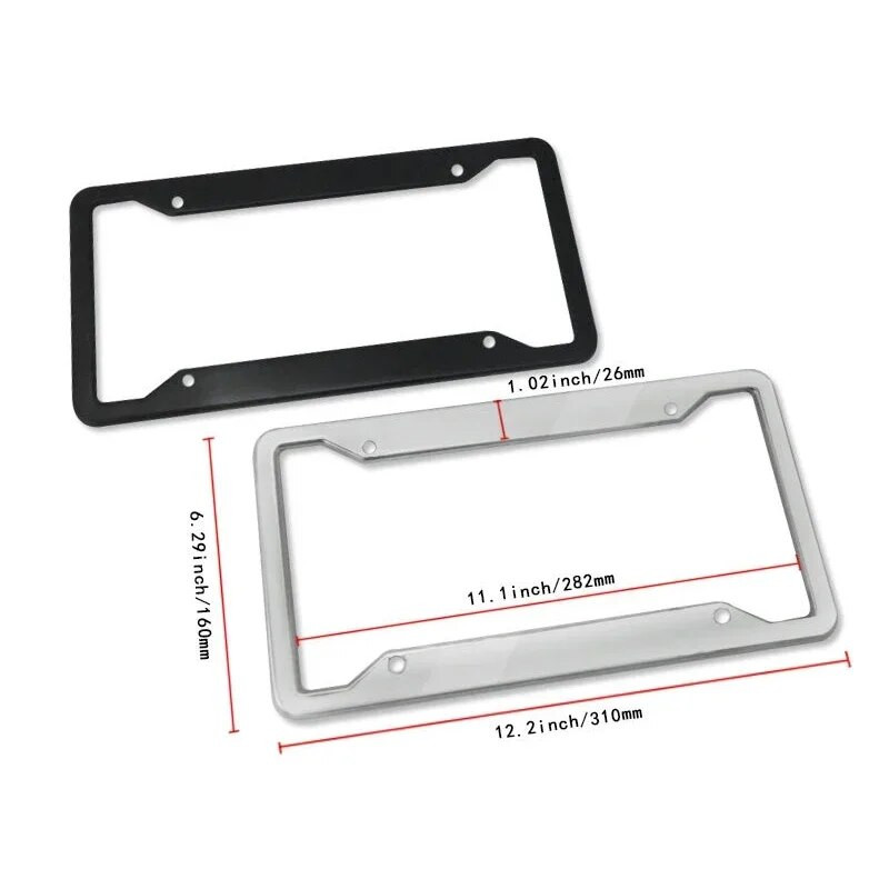 Crni srebrni nosač s vijcima Univerzalni okvir američke registarske pločice Dodatak za automobile Poklopac oznake registarske pločice od vlakana za prednju i stražnju stranu