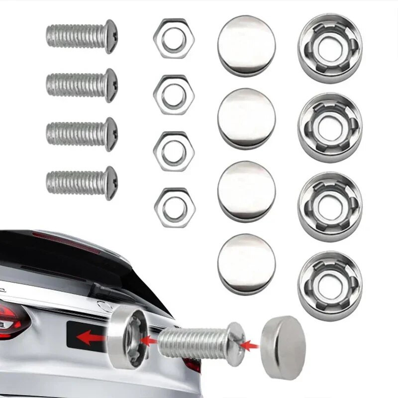 Crni srebrni nosač s vijcima Univerzalni okvir američke registarske pločice Dodatak za automobile Poklopac oznake registarske pločice od vlakana za prednju i stražnju stranu