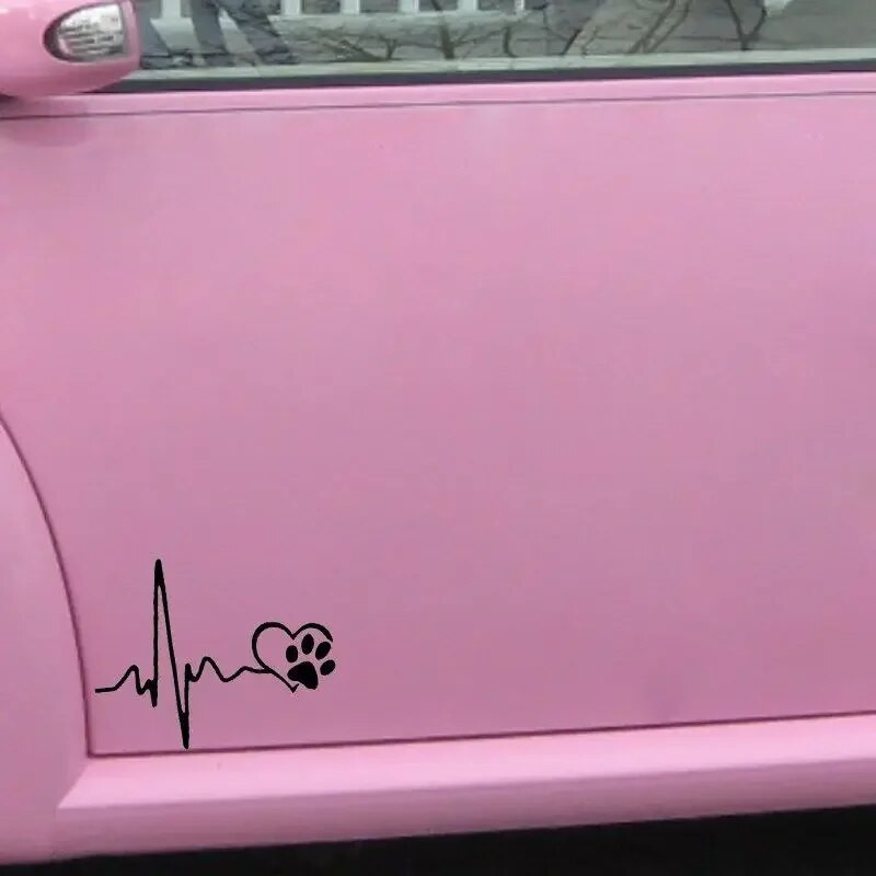Automašīnas uzlīme Jauna Sirdspuksti Jauki Suņa Pēdas Radoši Smieklīgi Aksesuāri Ūdensizturīgi Vinila uzlīmes, 13cm*10cm