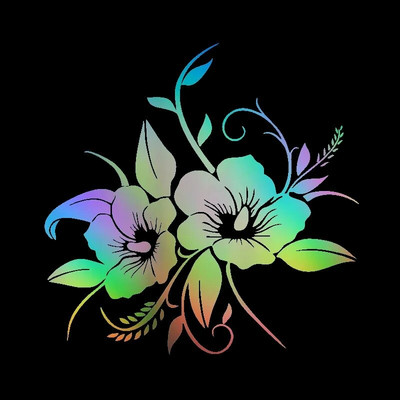 Gyengéd autómatrica, gyönyörű virágzásban, finom kialakítású, vízálló kreativitású vinil matrica, 16 cm * 16 cm