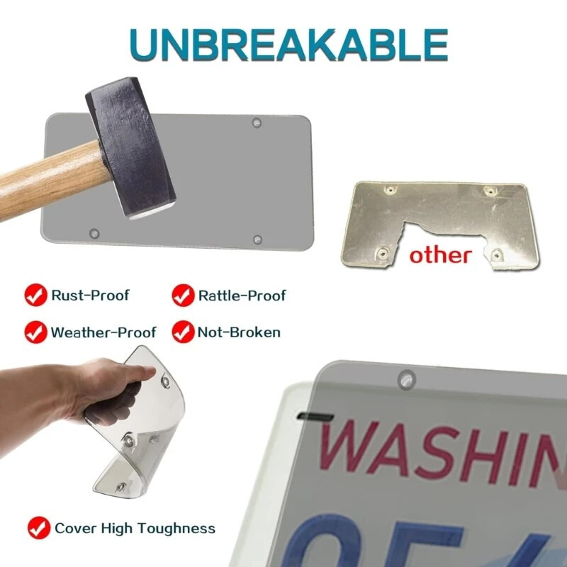 Automobilis skaidrus atspindintis greitį mažinantis raudonas žibintas mokesčių kameros kamštis valstybinio numerio dangtelis valstybinio numerio korpuso nesulaužomas laikiklis