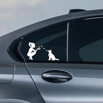 G182 German Shepherd Lady Loves Dog Die-Cut Vinyl Decal Стикер за кола Водоустойчиви автомобилни декори върху задното стъкло на бронята на автомобила