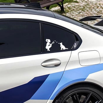 G182 German Shepherd Lady Loves Dog Die-Cut Vinyl Decal Стикер за кола Водоустойчиви автомобилни декори върху задното стъкло на бронята на автомобила