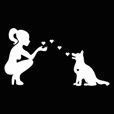 G182 saksa lambakoera daam armastab koera, stantsitud vinüülkleebis Autokleebis Veekindel autodekoratsioon auto kere põrkeraua tagaaknal