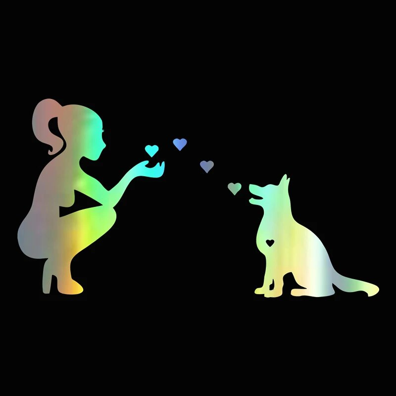 G182 saksa lambakoera daam armastab koera, stantsitud vinüülkleebis Autokleebis Veekindel autodekoratsioon auto kere põrkeraua tagaaknal