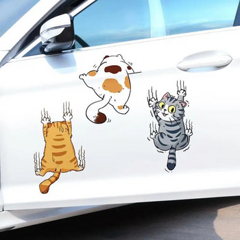 Три котки Забавен стикер за кола Катерене на котка Домашни любимци Стикери за оформяне на животни Декорация на каросерията на автомобила Творчески стикери Аксесоари за авто декор