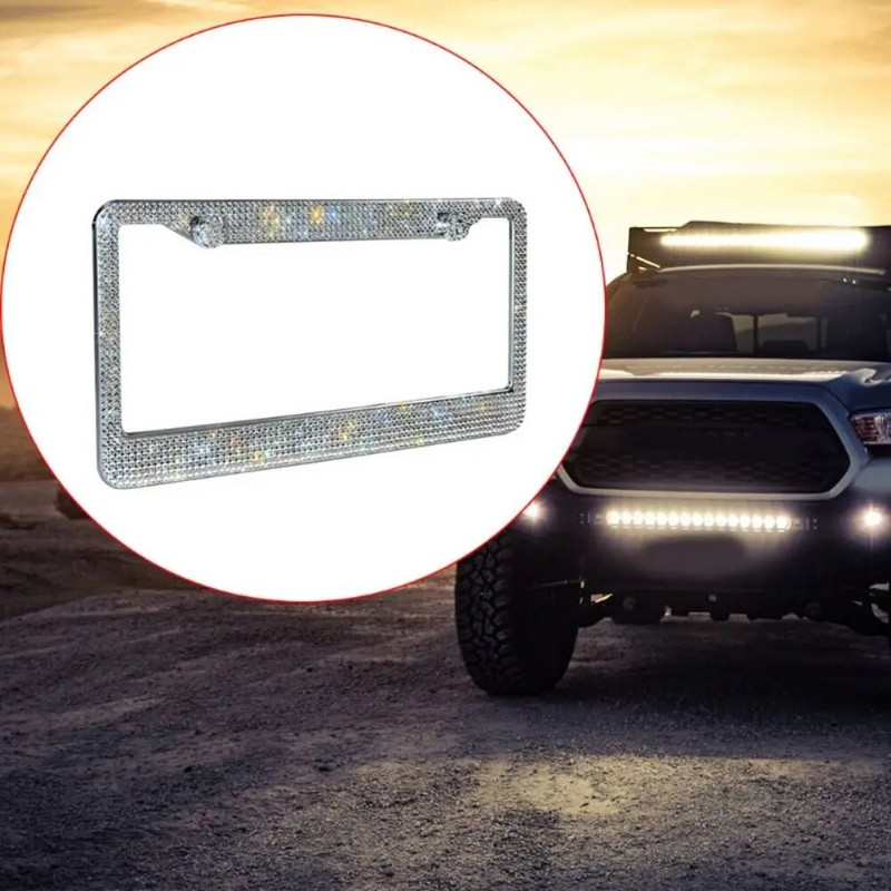 Bling okvir registarske pločice od nehrđajućeg čelika od kristalnog dijamanta, mesni držač registarske pločice