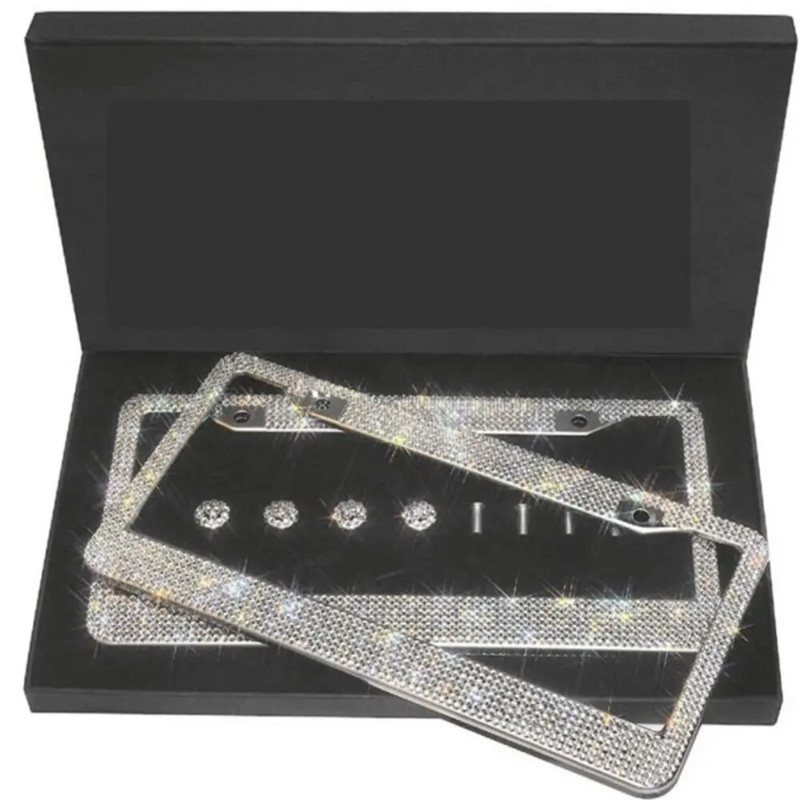 Bling okvir registarske pločice od nehrđajućeg čelika od kristalnog dijamanta, mesni držač registarske pločice