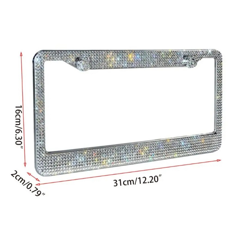 Bling okvir registarske pločice od nehrđajućeg čelika od kristalnog dijamanta, mesni držač registarske pločice