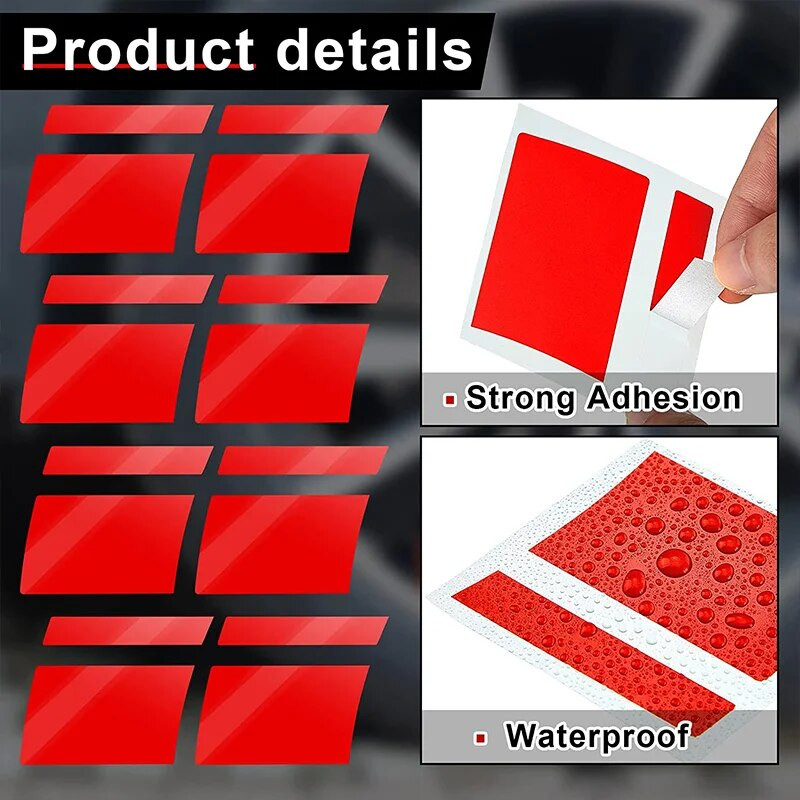 1/4db autómatrica fényvisszaverő autó keréktárcsa vinil figyelmeztető matrica Mark Stripe Racing kerékagy matricák dekoratív autómatricákhoz