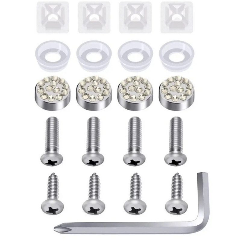 Crystal Diamond autó rendszámtábla váz Prémium rozsdamentes acél Bling strassz külső dekoráció fekete fehér