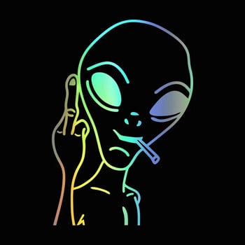 G194 10.3X15CM Забавна извънземна личност НЛО Стикер за кола Винилова стикера Декор на прозорци на кола Черен /БЯЛ/ЛАЗЕРЕН