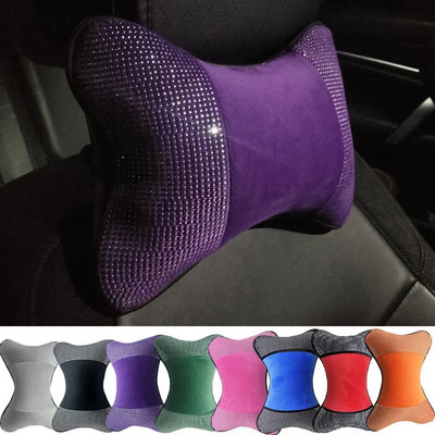 Neck Pillows for Car Bling Bling Crystal Velvet Single Headrest Pillow Universal Filled Fiber Universal Car Pillow Purple X45