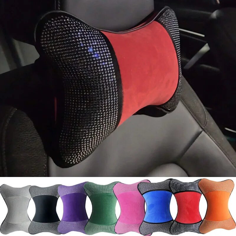 Kaelapadjad autole Bling Bling Crystal Velvet ühe peatoe padi universaalne täidisega fiiber universaalne auto padi lilla X45