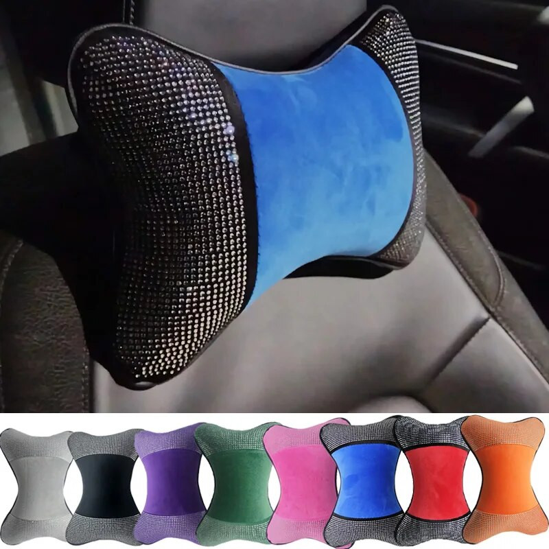 Kaelapadjad autole Bling Bling Crystal Velvet ühe peatoe padi universaalne täidisega fiiber universaalne auto padi lilla X45