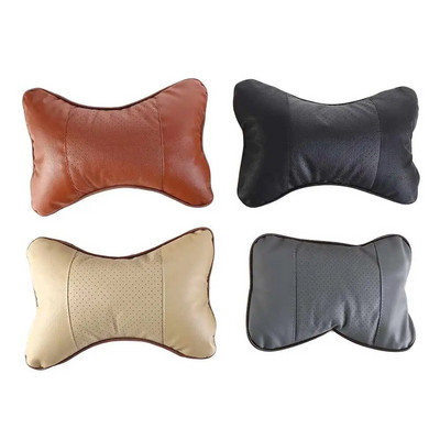 Comfortable PU Leather Car Neck Pillows Breathable Soft Auto Seat Head Neck Rest Cushion Easy Install PU Leather
