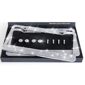 1 tk Teemantidega kaetud numbrimärgi raam kõrgekvaliteediline kristallplaadist autoraam lihtne moodne kaetud USA naiste autokaunistus