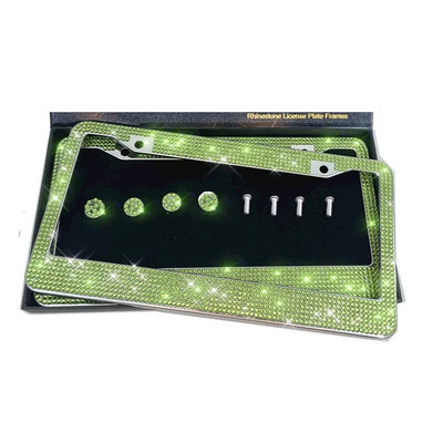 1 tk Teemantidega kaetud numbrimärgi raam kõrgekvaliteediline kristallplaadist autoraam lihtne moodne kaetud USA naiste autokaunistus