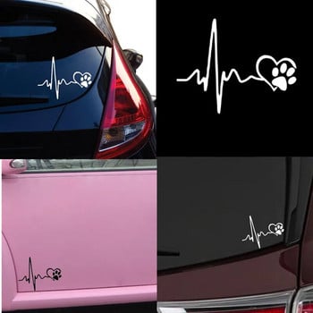 Αυτοκόλλητα αυτοκινήτου Μαύρο/άσπρο Love Dog footprints Auto Εξωτερικό Δημιουργικό αξεσουάρ ΗΚΓ Διακόσμηση Αυτοκίνητο Διακόσμηση Καρτούν Αυτοκόλλητα Νέο