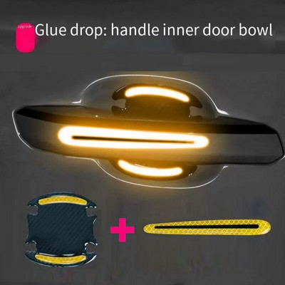 Uued üldotstarbelised 3D-süsinikkiust autoukse käepideme kleebised kriimustuskindlad kleebised, auto turvalisuse helkurribaga autokleebised