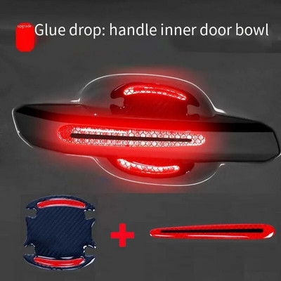 Uued üldotstarbelised 3D-süsinikkiust autoukse käepideme kleebised kriimustuskindlad kleebised, auto turvalisuse helkurribaga autokleebised